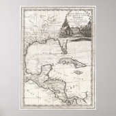 kaart van de Golf van Mexico (1798) Poster (Voorkant)