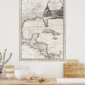 kaart van de Golf van Mexico (1798) Poster (Keuken)