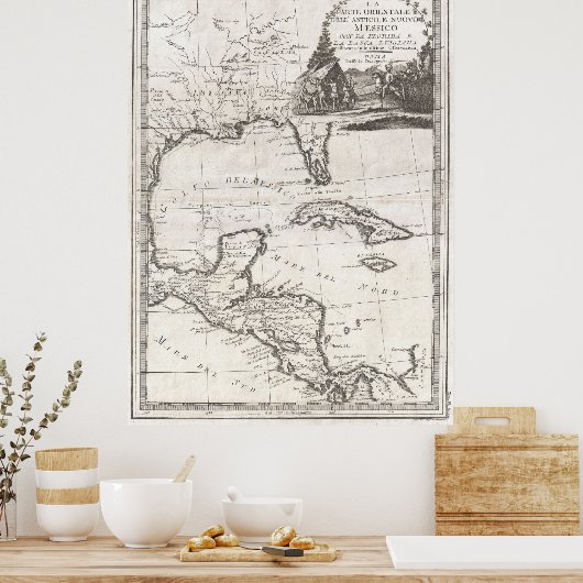  kaart van de Golf van Mexico (1798) Poster (Keuken)