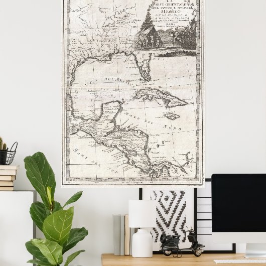 kaart van de Golf van Mexico (1798) Poster (Thuiskantoor)