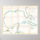  kaart van de Golf van Mexico (1852) Poster (Voorkant)