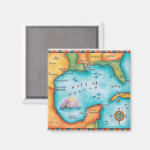 Kaart van de Golf van Mexico Magneet (Voorkant / Achterkant)