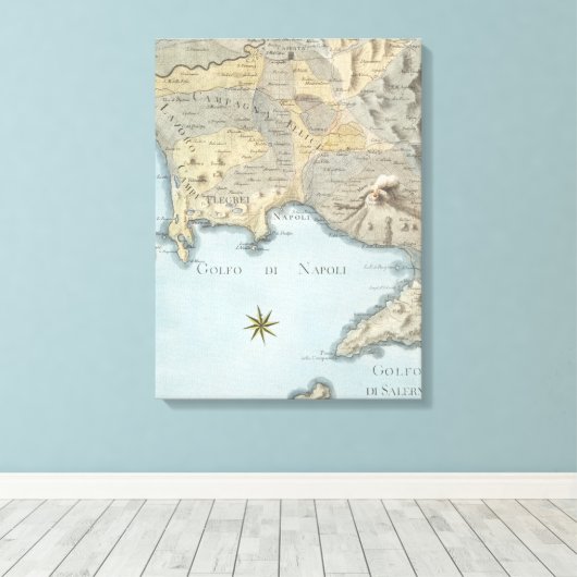 Kaart van de Golf van Napels en omgeving Canvas Afdruk (Insitu (Houten vloer))