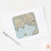 Kaart van de Golf van Napels en omgeving Vierkante Sticker (Envelop)