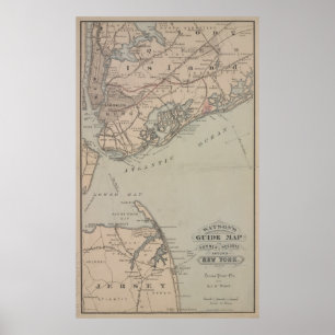 kaart van de Golf van New York en de Atlantische Poster