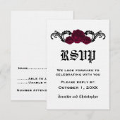 Kaart van de Gothic Swirl Rozen Response, Fuchsia (Voorkant / Achterkant)