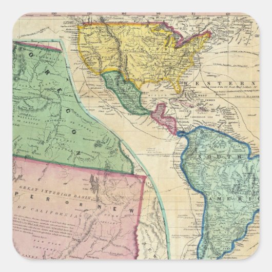 Kaart van de gouden regio's van Californië Vierkante Sticker (Voorkant)