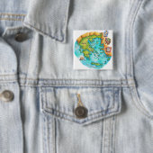Kaart van de Griekse eilanden Vierkante Button 5,1 Cm (In situ)