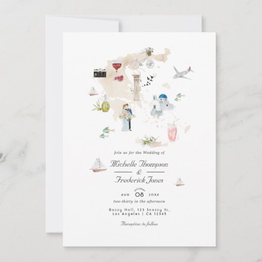 Kaart van de Griekse QR-code RSVP-bestemming bruil (Voorkant)