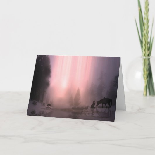 Kaart van de groeten van Cowboy-kerstavond (Voorkant)