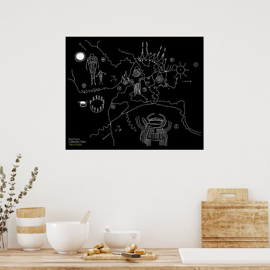 Kaart van de Grot van de Owl - Twinnenpiek Poster (Keuken)