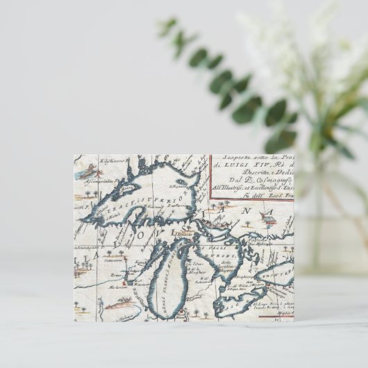  kaart van de Grote Meren (1696) (Staand voorkant)