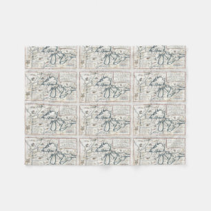 kaart van de Grote Meren (1696) Fleece Deken