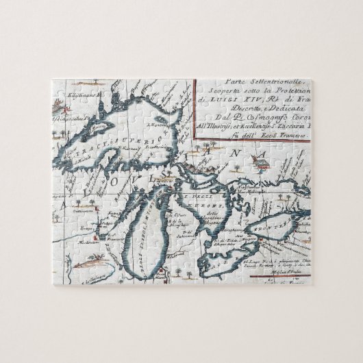  kaart van de Grote Meren (1696) Legpuzzel (Horizontaal)