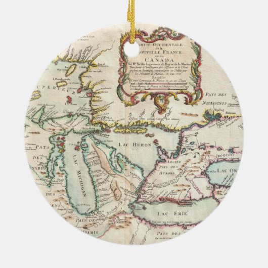 kaart van de Grote Meren (1755) Keramisch Ornament (Achterkant)