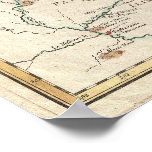  kaart van de Grote Meren (1755) Poster (Hoek)