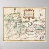  kaart van de Grote Meren (1755) Poster (Voorkant)