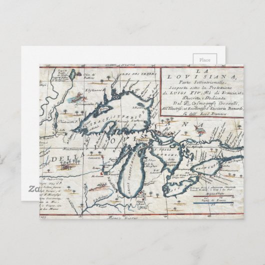 kaart van de Grote Meren, 17e eeuw (Voorkant / Achterkant)