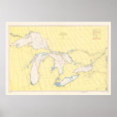  kaart van de Grote Meren (1966) Poster (Voorkant)