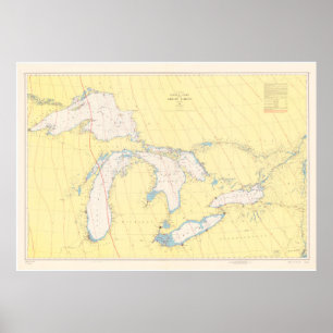 kaart van de Grote Meren (1966) Poster