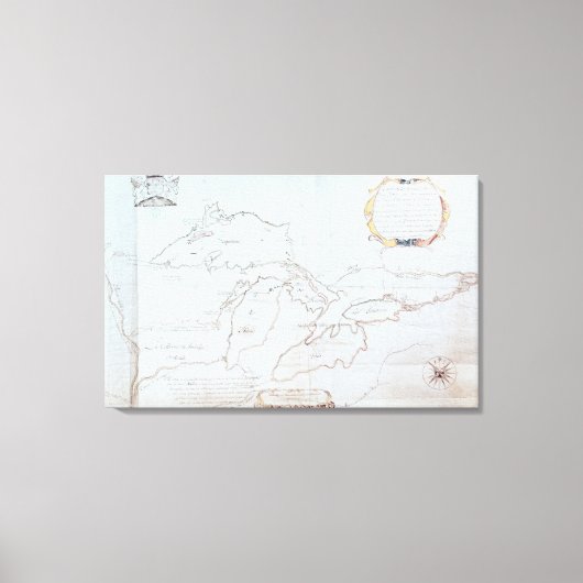 Kaart van de Grote Meren Canvas Afdruk (Voorkant)