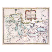  kaart van de Grote Meren Foto Afdruk (Voorkant)