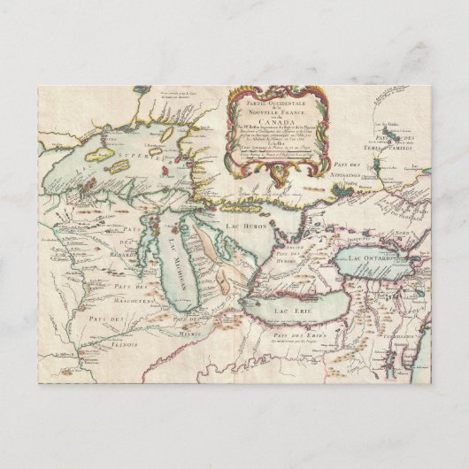 kaart van de Grote Meren in Frankrijk (Voorkant)