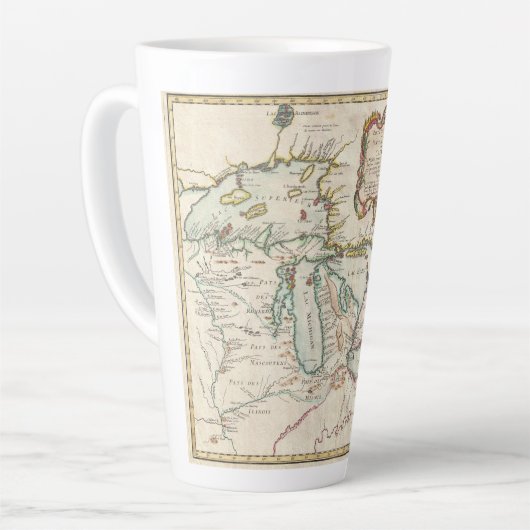 kaart van de Grote Meren in Frankrijk Latte Mok (Linkerhoek)