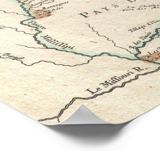  kaart van de Grote Meren in Frankrijk Poster (Hoek)