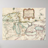  kaart van de Grote Meren in Frankrijk Poster (Voorkant)