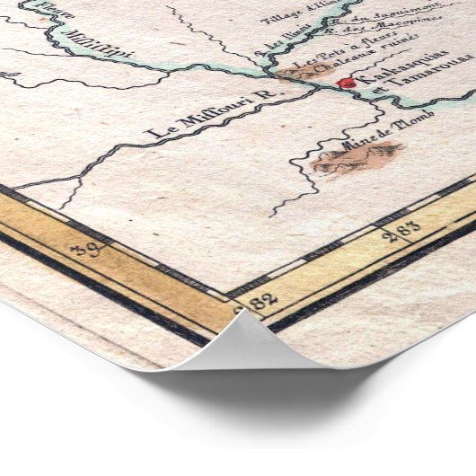  kaart van de Grote Meren Poster (Hoek)