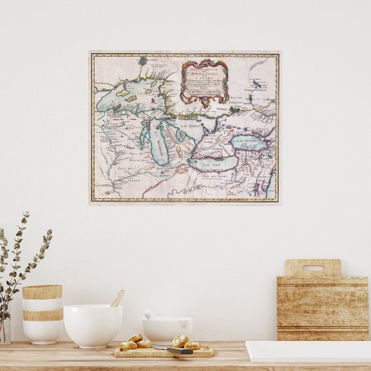  kaart van de Grote Meren Poster (Keuken)