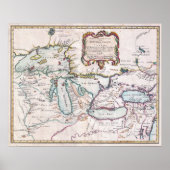  kaart van de Grote Meren Poster (Voorkant)