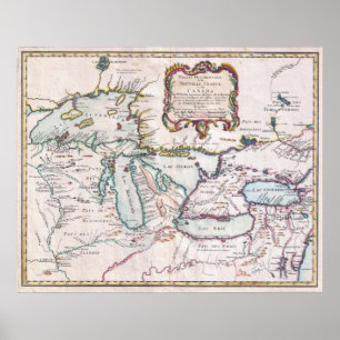  kaart van de Grote Meren Poster