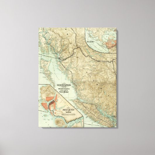 Kaart van de Grote Trunk Pacific Railway Canvas Afdruk (Voorkant)
