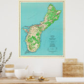 kaart van de Guam (1965) Poster (Keuken)