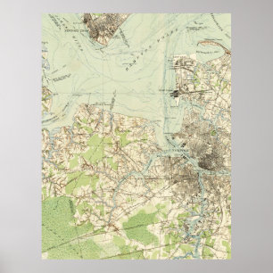 kaart van de Hampton Road (1918) Poster