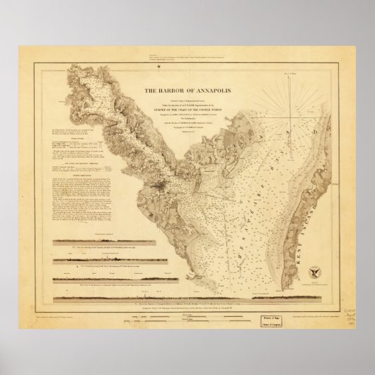 Kaart van de haven van Annapolis (1846) Poster (Voorkant)