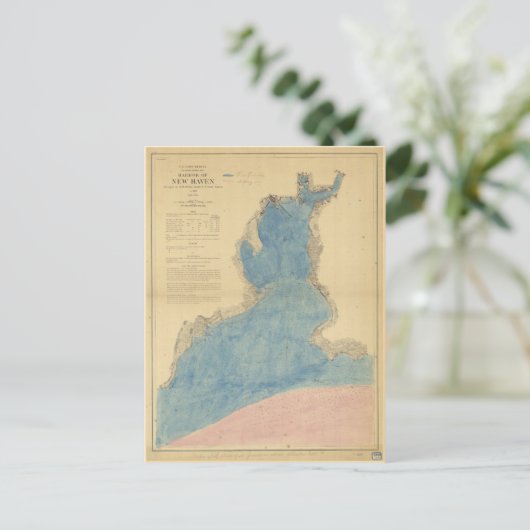  kaart van de haven van New Haven Connecticut (Staand voorkant)