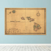 Kaart van de Hawaï (1876) Canvas Afdruk (Insitu (Houten vloer))