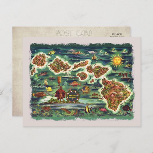 Kaart van de Hawaï 1950 (Voorkant / Achterkant)