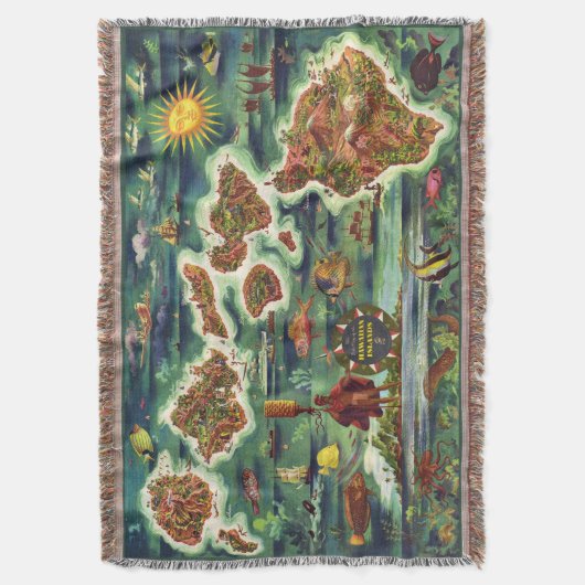 Kaart van de Hawaiiaanse eilanden Deken (Voorkant Verticaal)