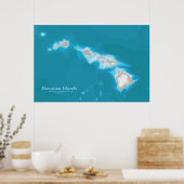 Kaart van de Hawaiiaanse eilanden Poster (Keuken)
