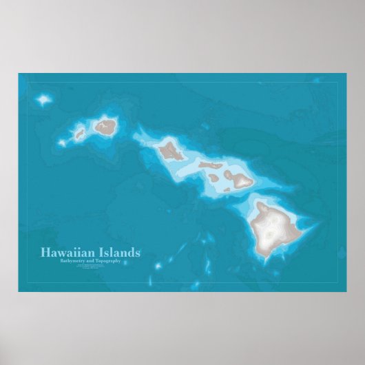 Kaart van de Hawaiiaanse eilanden Poster (Voorkant)
