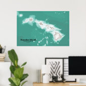Kaart van de Hawaiiaanse eilanden Poster (Thuiskantoor)