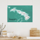 Kaart van de Hawaiiaanse eilanden Poster (Keuken)