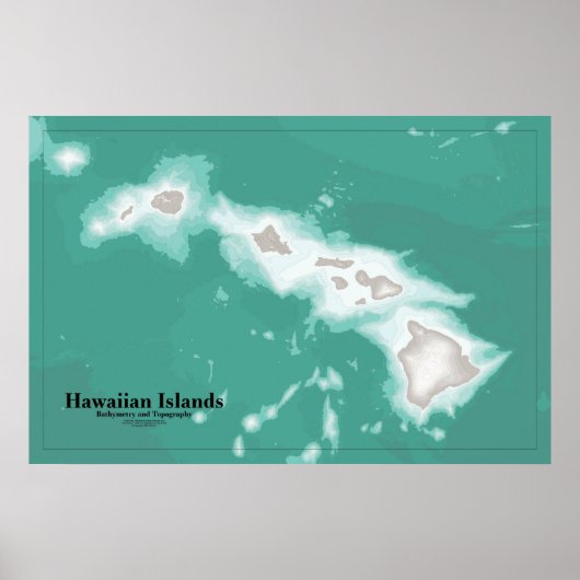 Kaart van de Hawaiiaanse eilanden Poster (Voorkant)