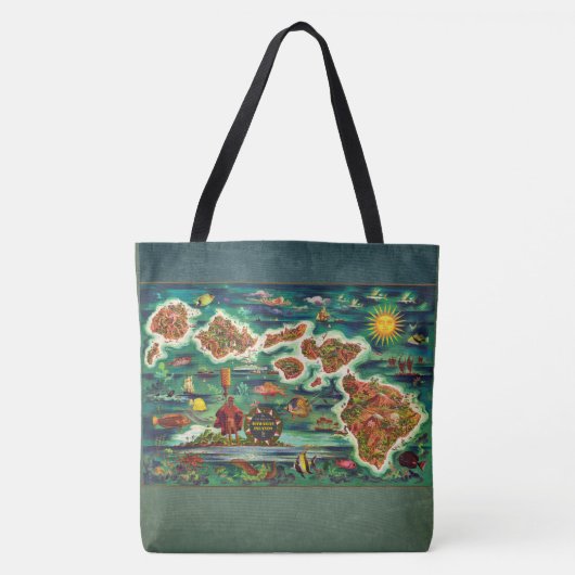 Kaart van de Hawaiiaanse eilanden Tote Bag (Voorkant)
