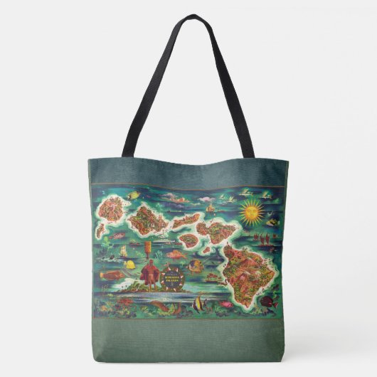Kaart van de Hawaiiaanse eilanden Tote Bag (Achterkant)