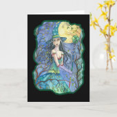 Kaart van de Heks van Halloween de Smaragdgroene (Gele Bloem)